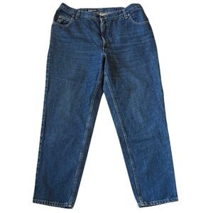 Vintage Y2K Lands’ End Side-Elastic High Rise Tapered Mom Jeans Dark Blue 18W